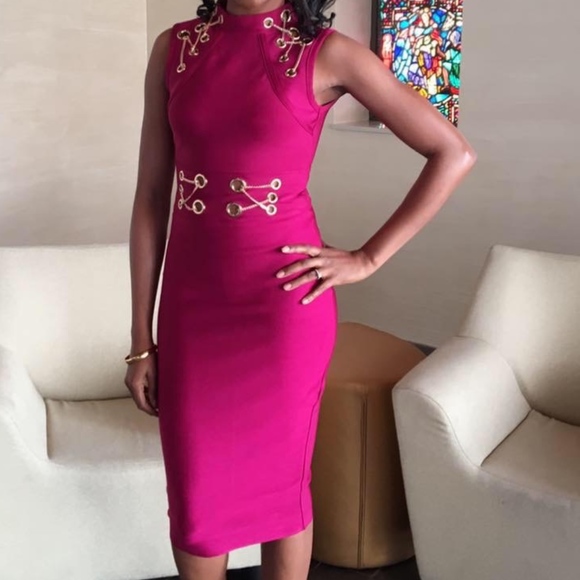 magenta bandage dress